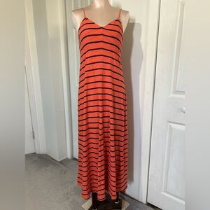 Tommy Hilfiger Coral and Navy Striped Maxi Dress size S